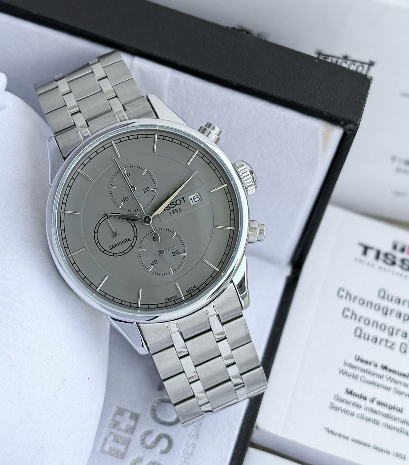 Silver Grey Chronograph Watch
