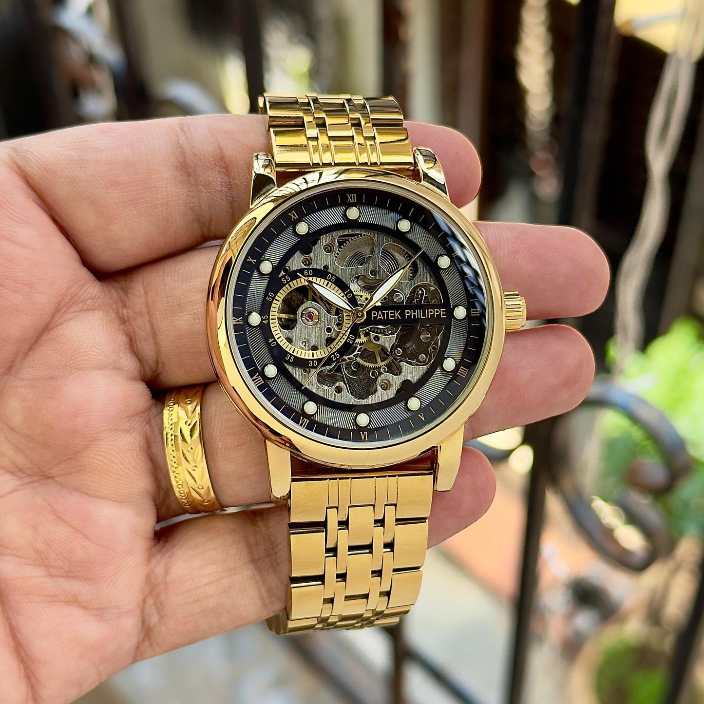 Gold Black Automatic Watch