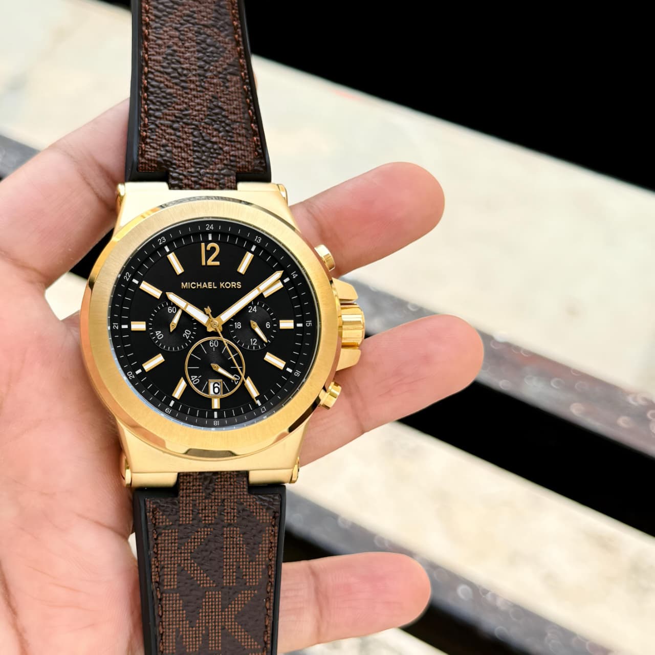 Brown Black Leather Watch