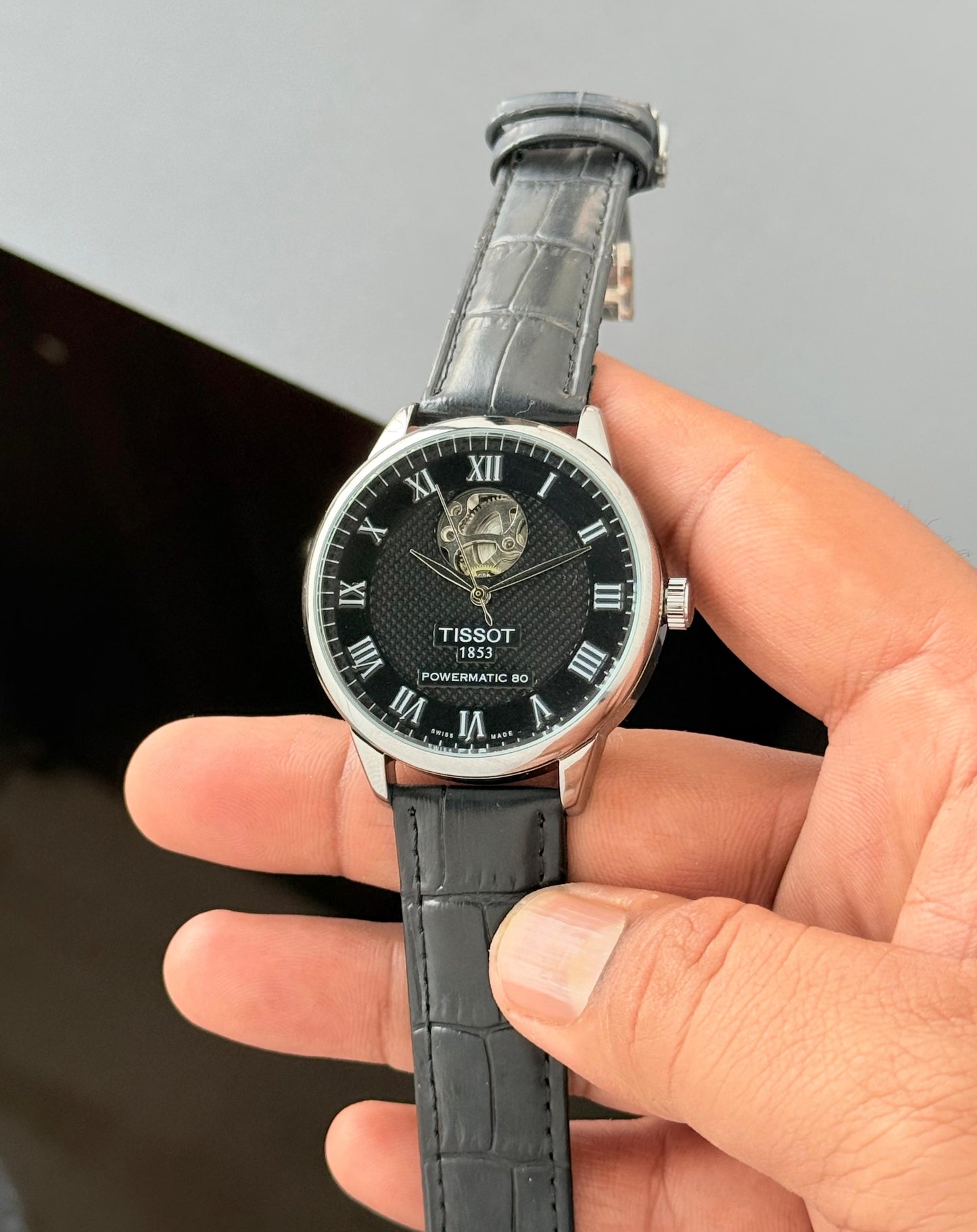 Full Black Automatic Leather Watch