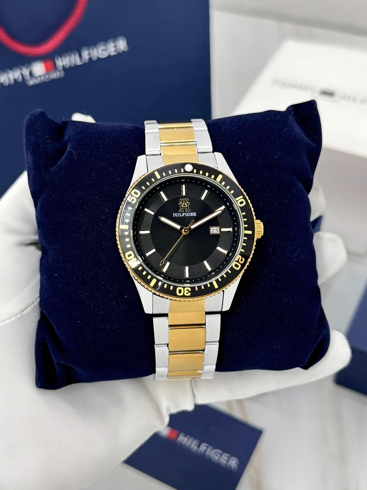 Gold Silver Black Premium Watch
