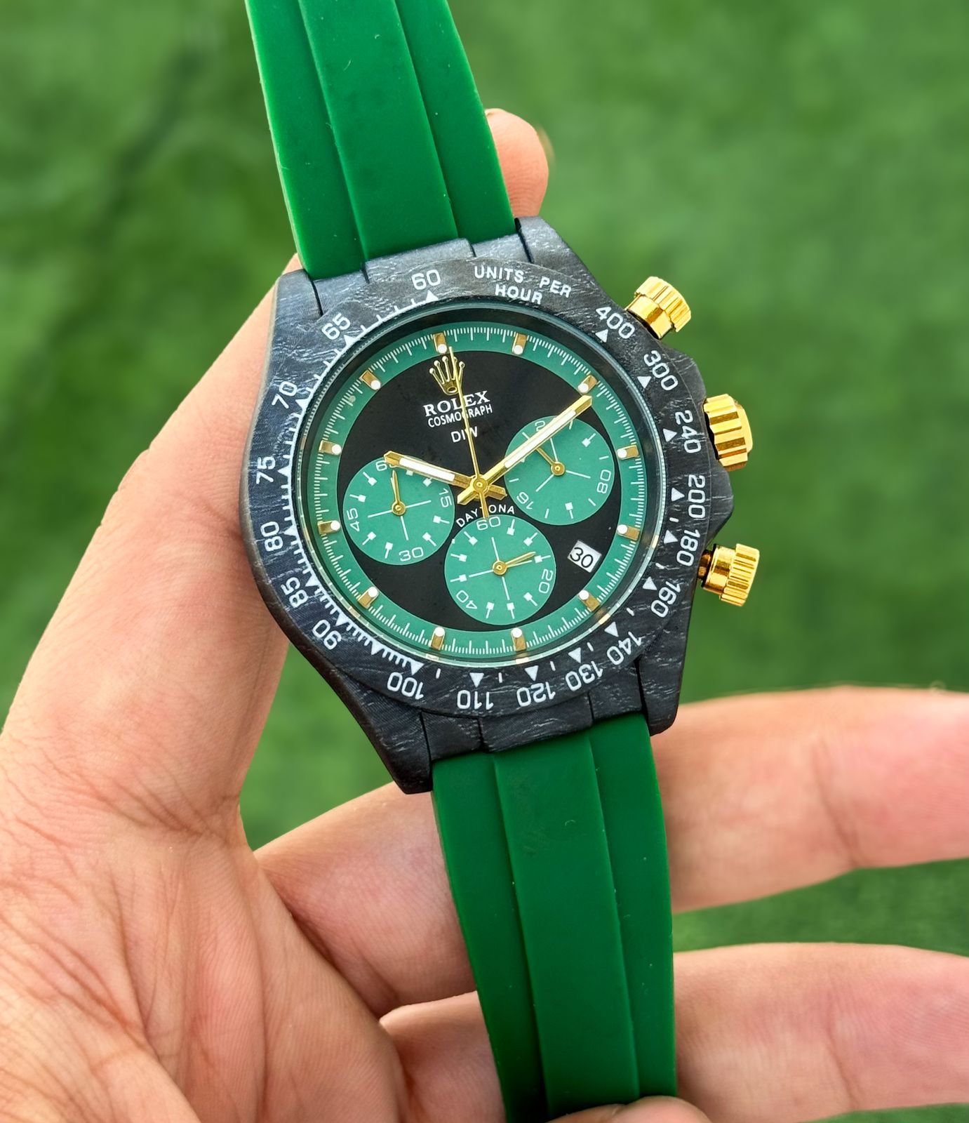 Green Black Chronograph Watch