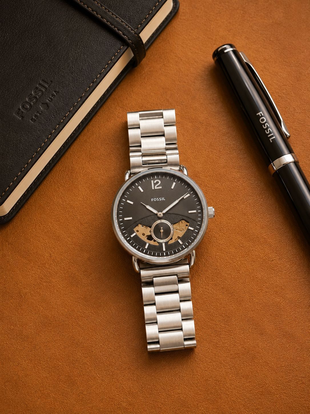 Silver Black Automatic Watch