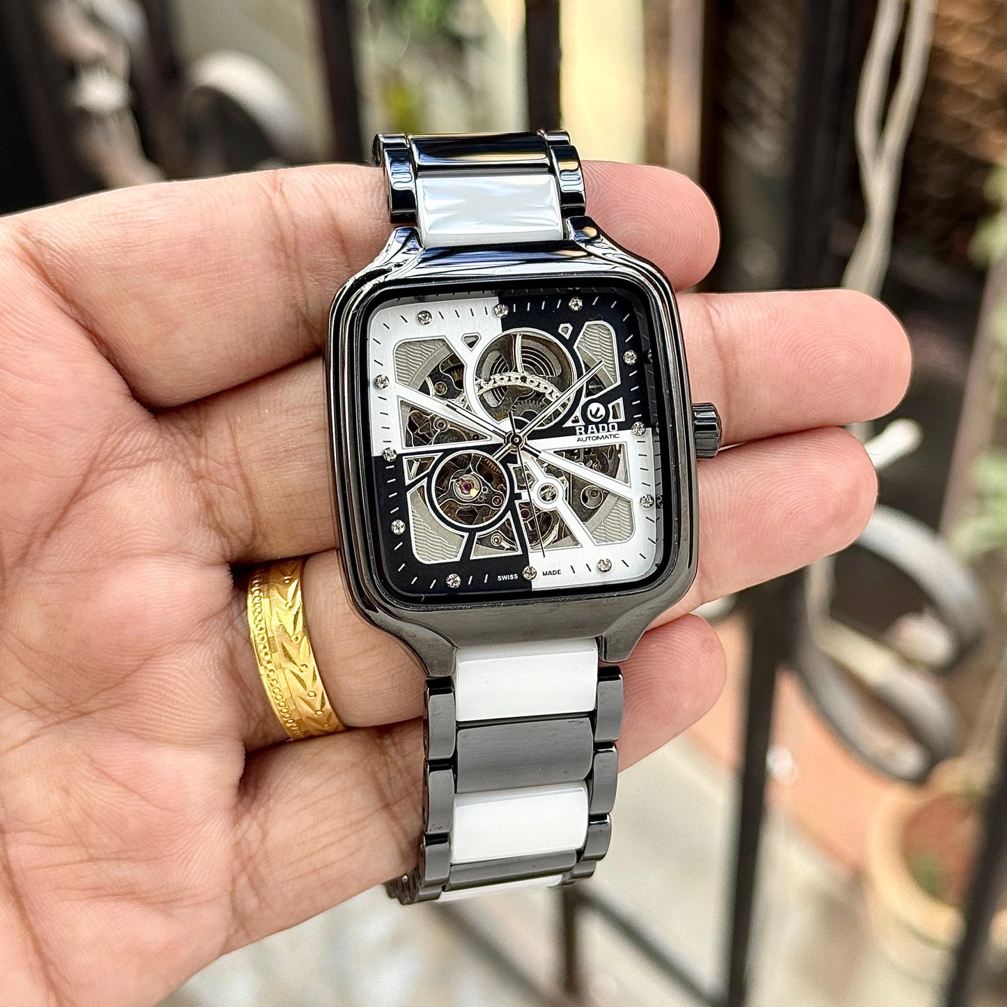 Black White Ceramic Automatic Watch