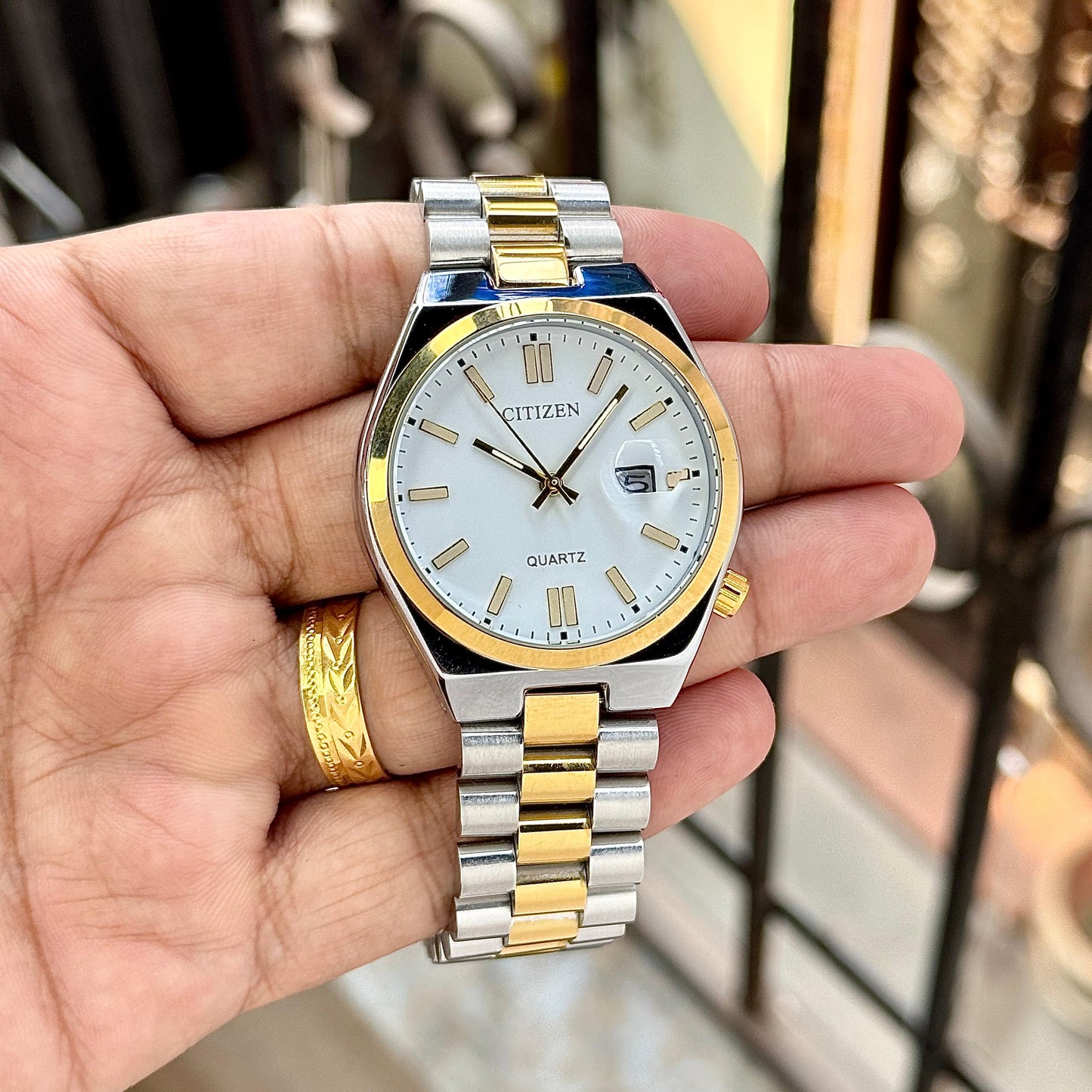 Silver Gold With White Dial