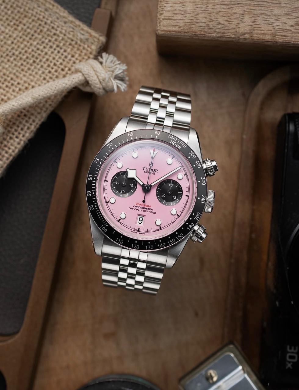Silver Pink Metal Watch