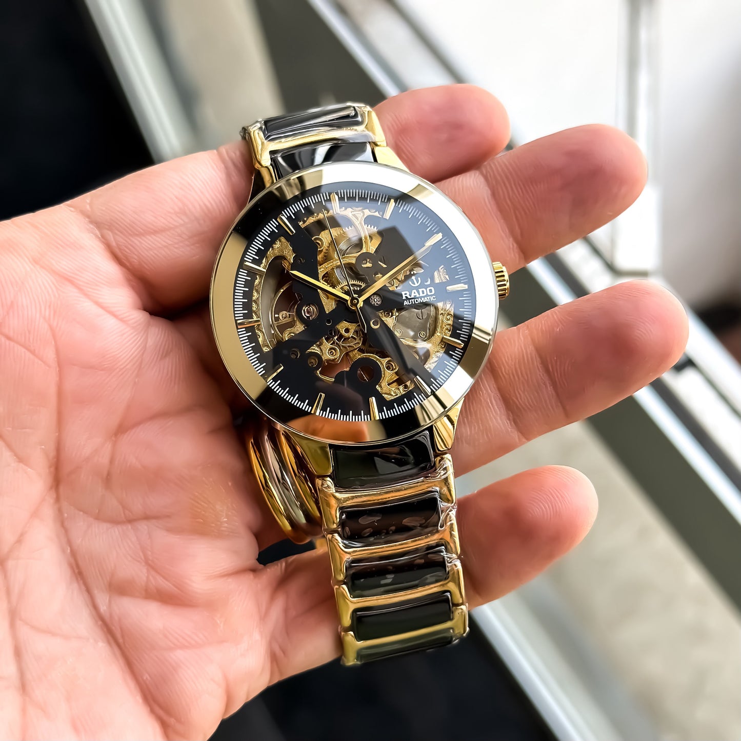 Gold Black Metal Ceramic Watch