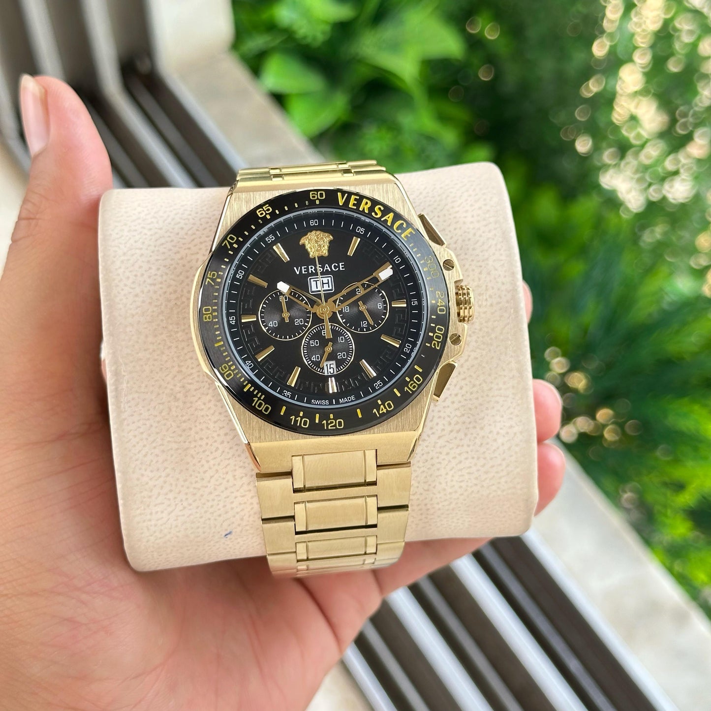 Gold Black Metal Watch