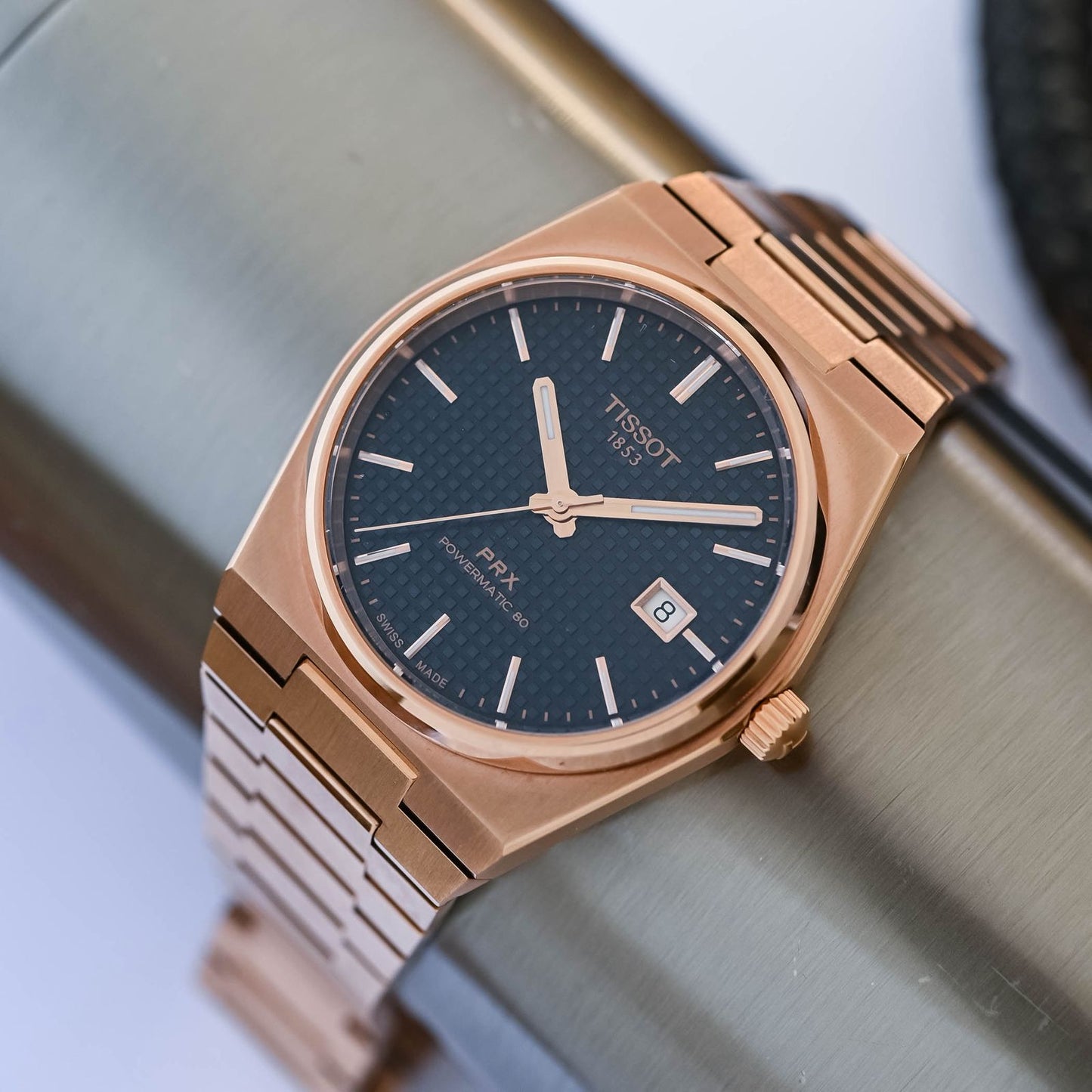Rose Gold Blue Automatic Watch