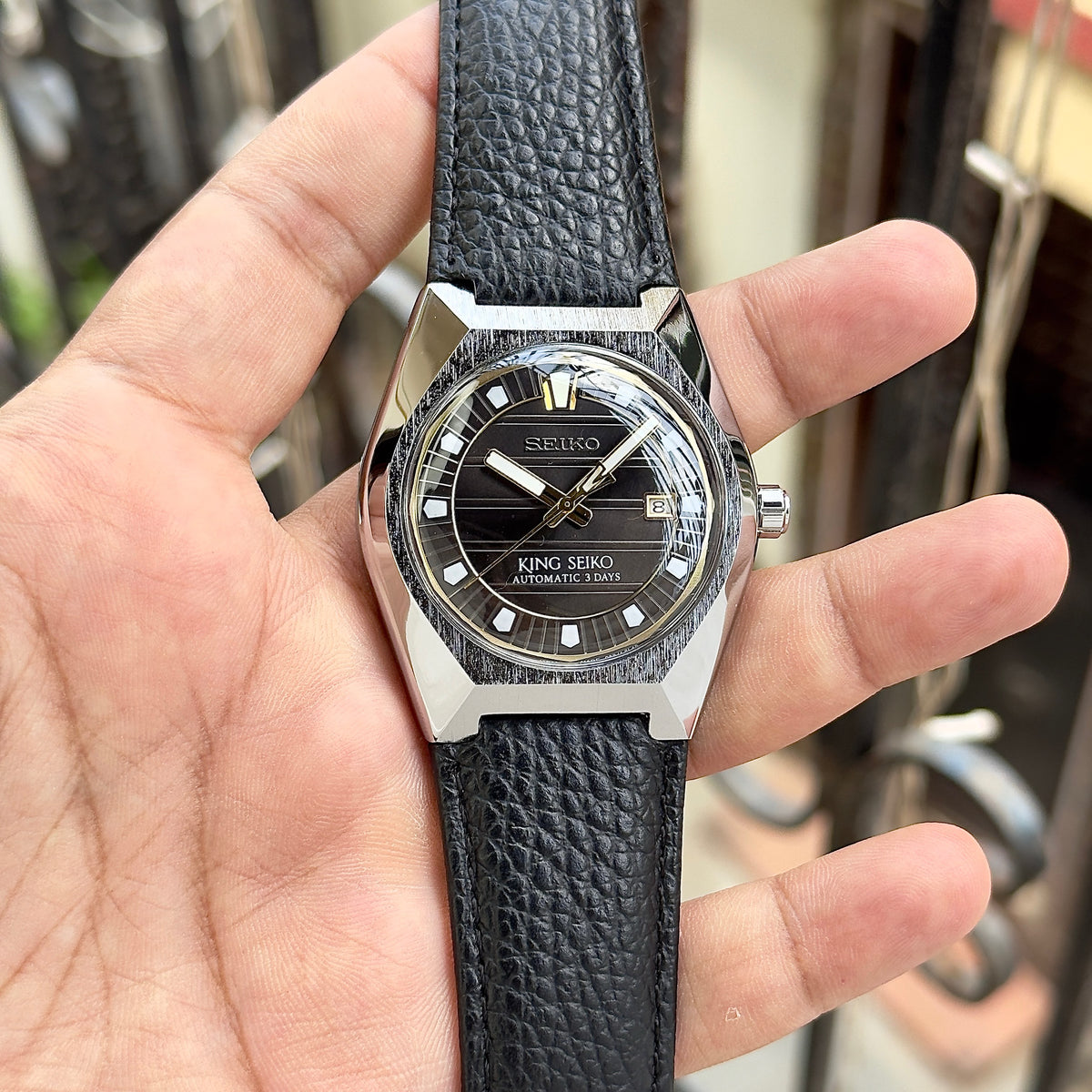 Full Black Automatic Leather Watch