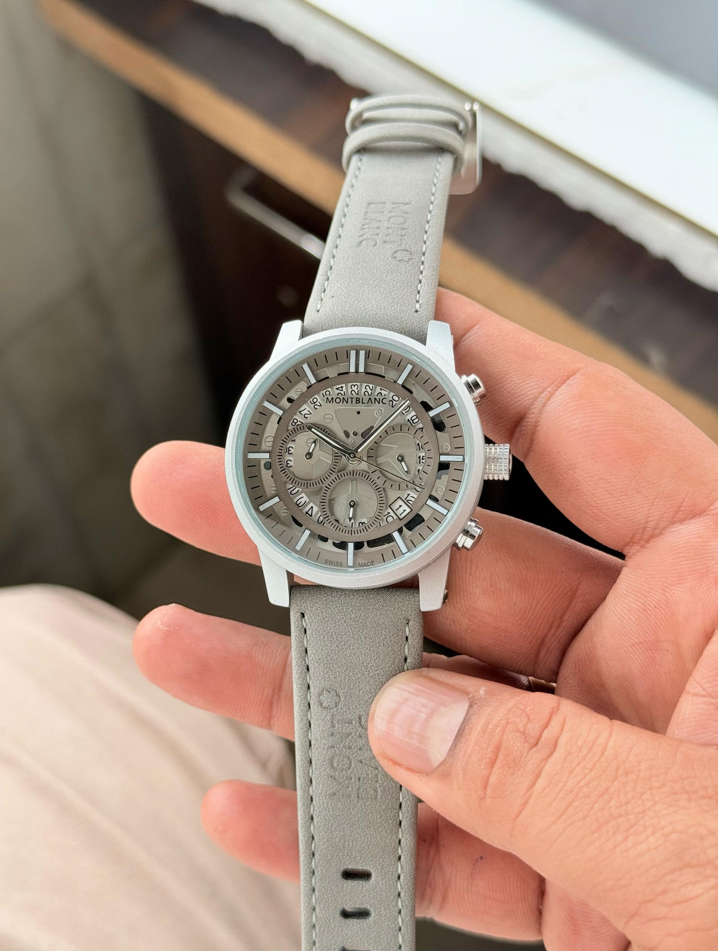 Full Gray Leather Watch