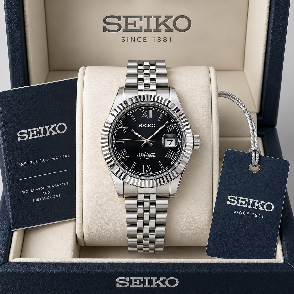 Silver Black Date Just Watch