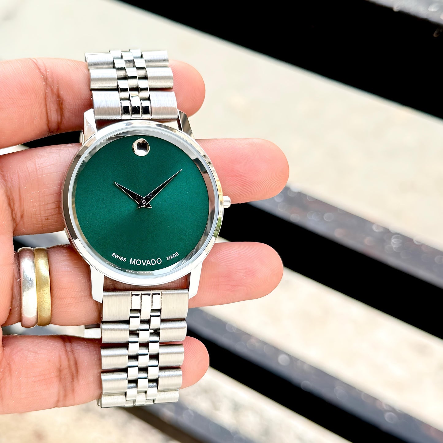Silver Green Metal Watch