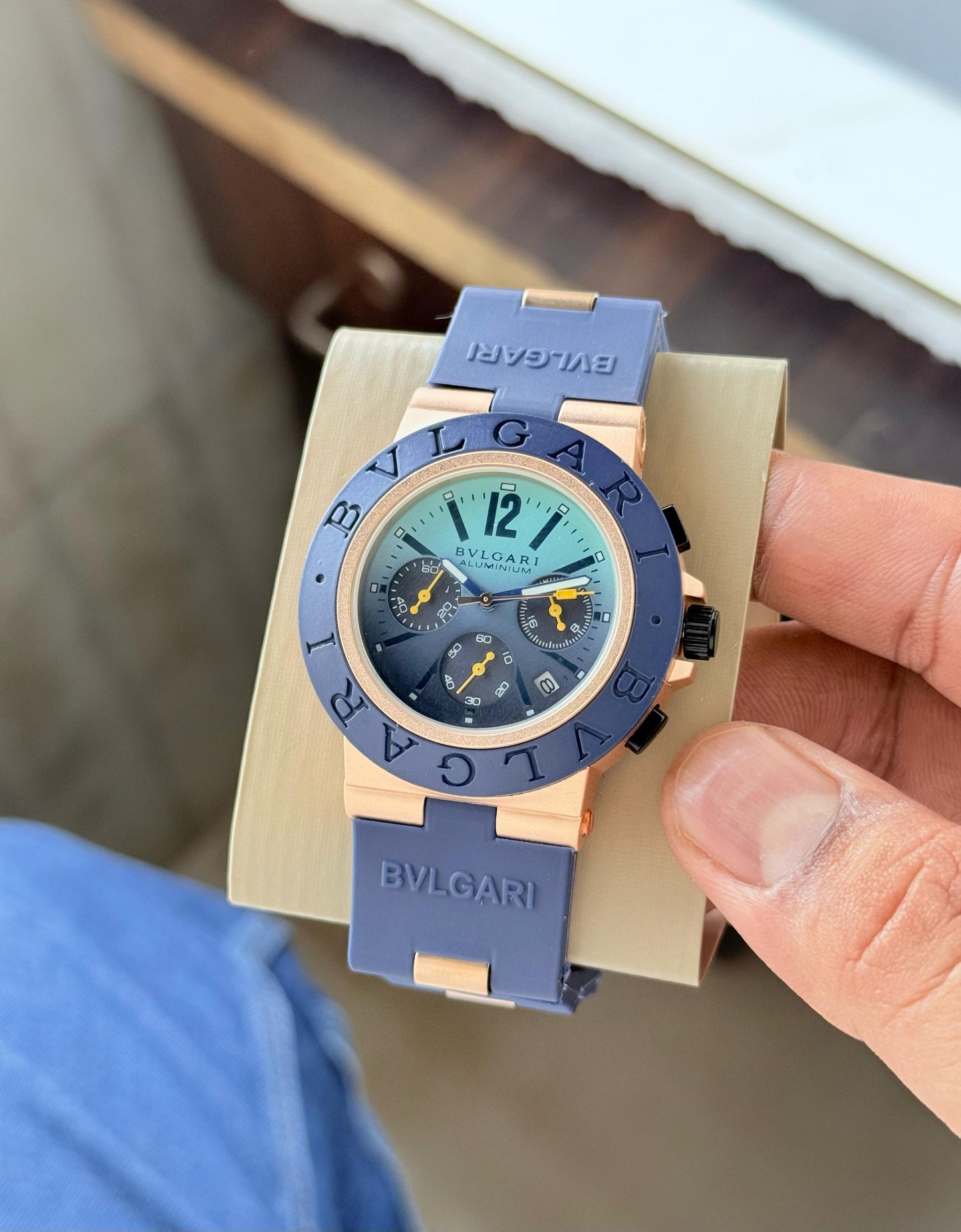 Blue RoseGold Chronograph Watch