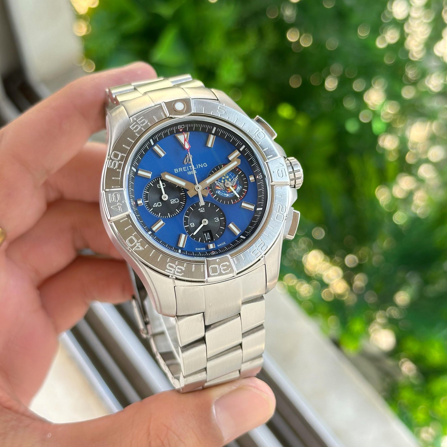 Silver Blue Chronograph Watch