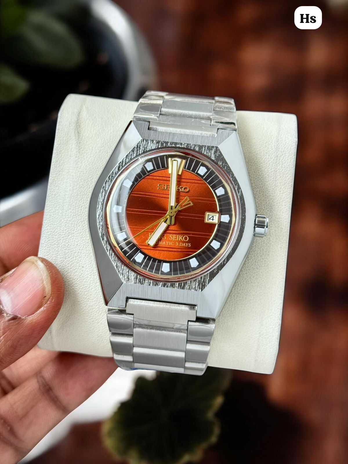 Silver Orange Automatic Metal Watch
