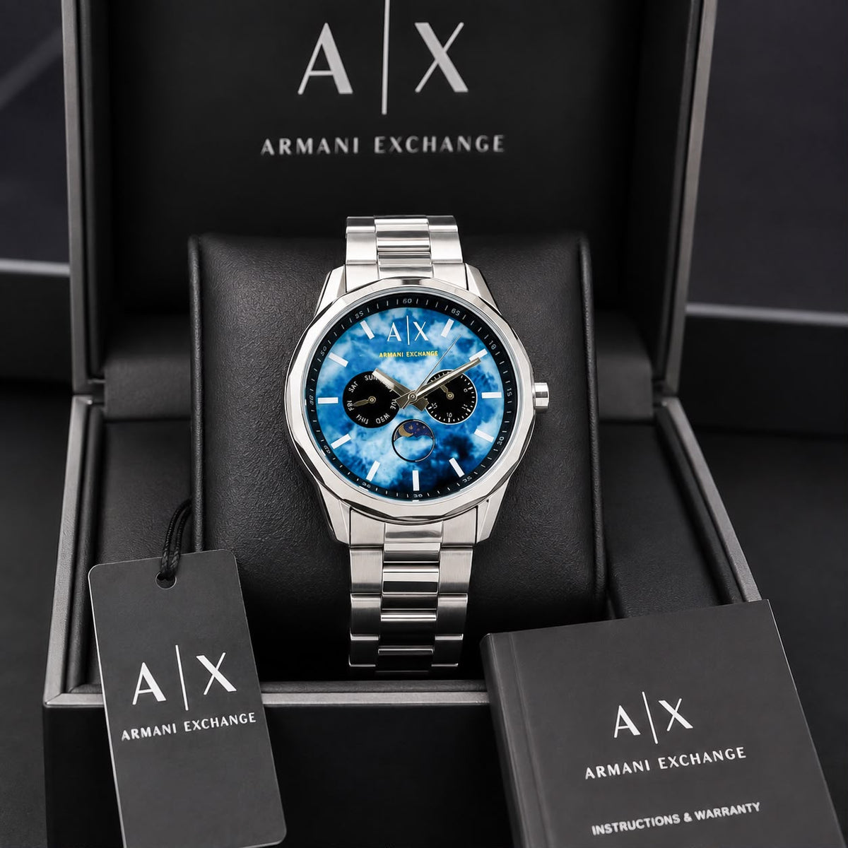 Silver Blue Black Chronograph