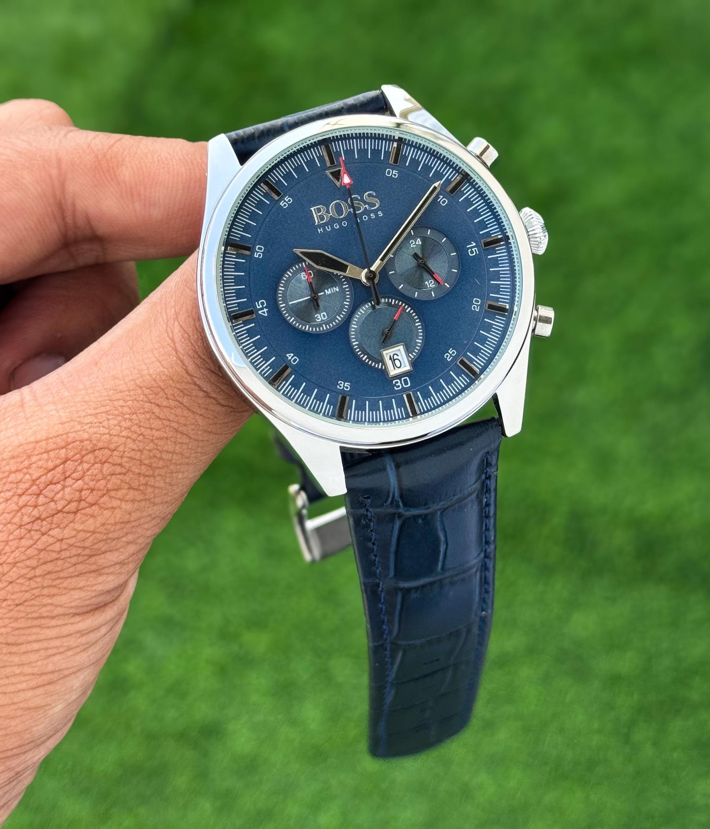 Blue Silver Chronograph Watch