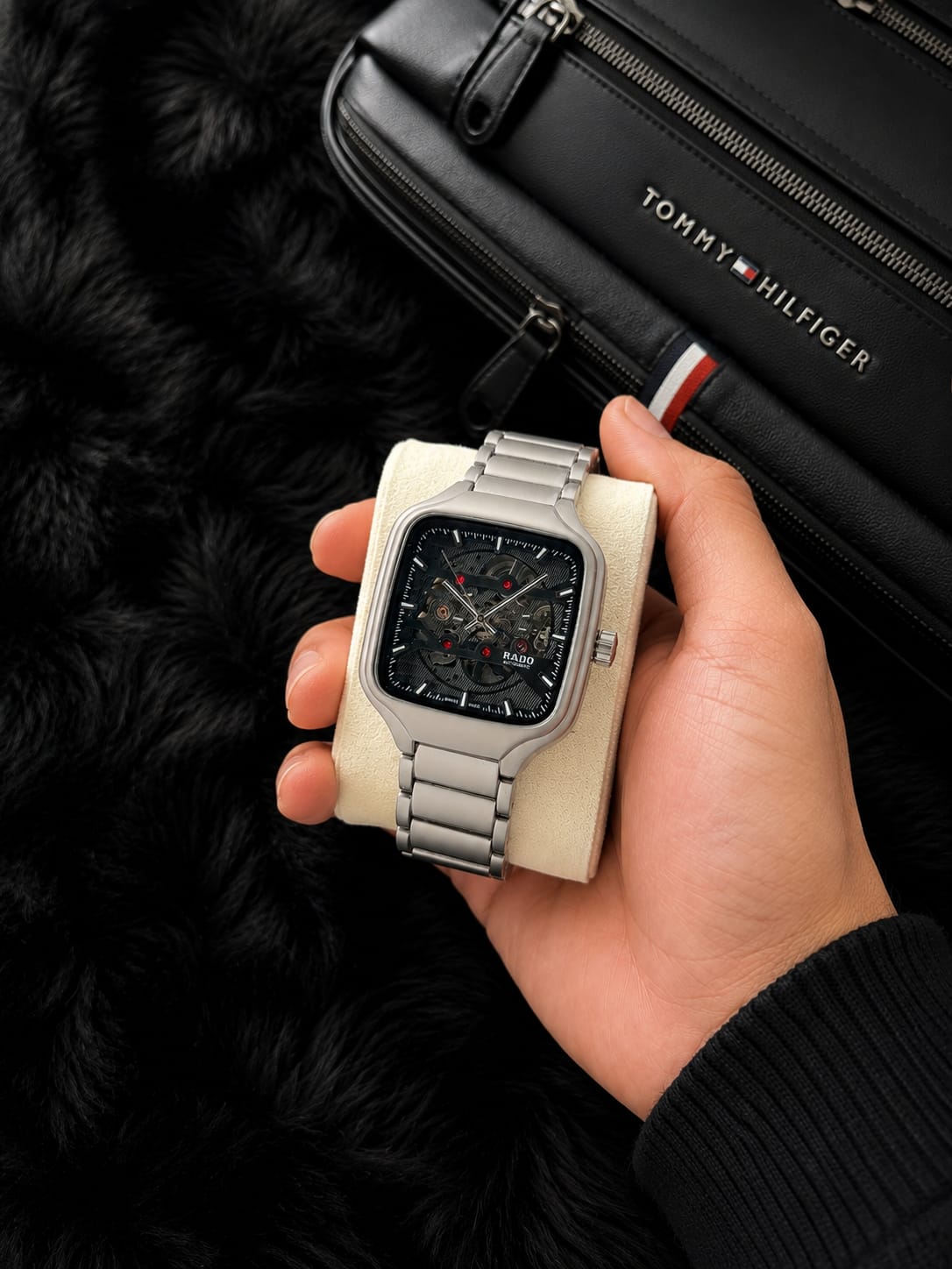 Silver Black Automatic Watch