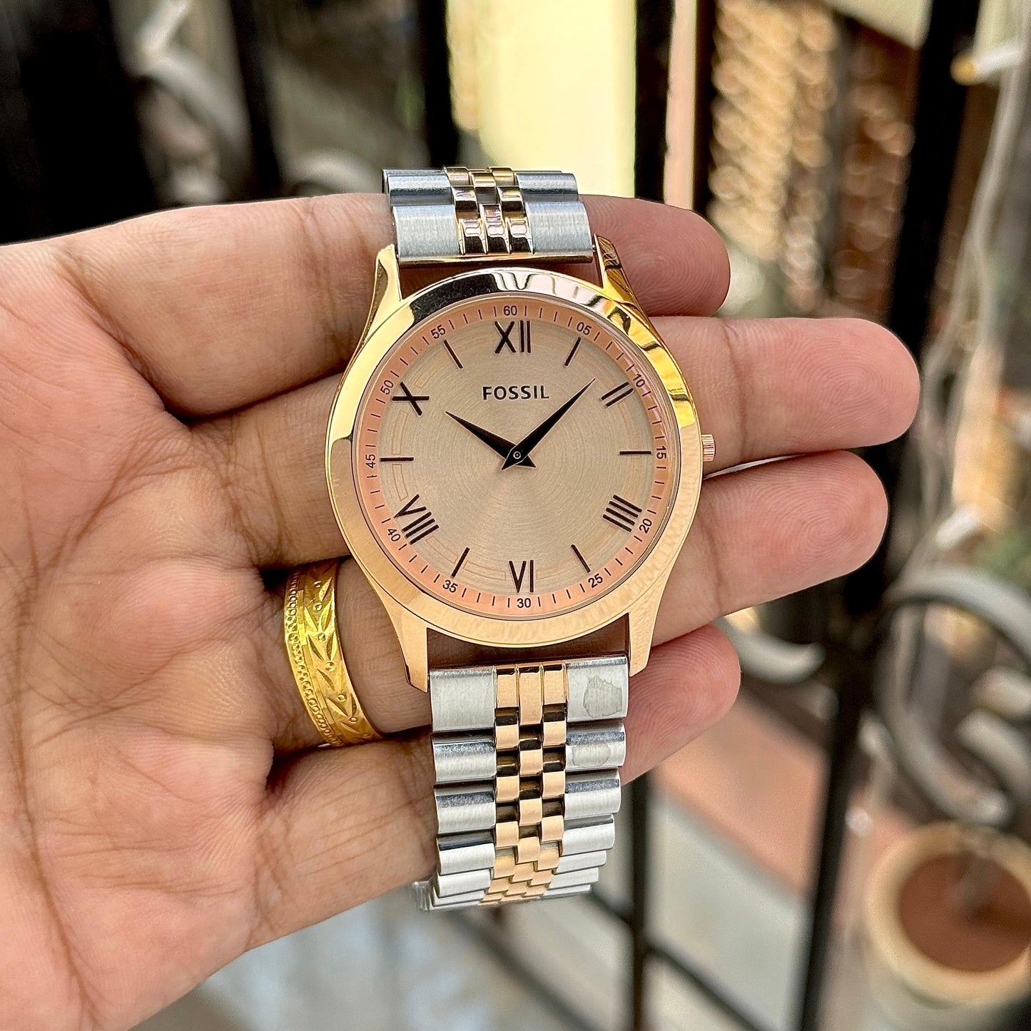 Rose Gold Silver Watch