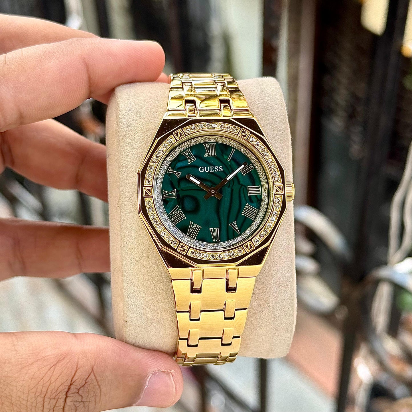 Gold Green Women's Metal Watch