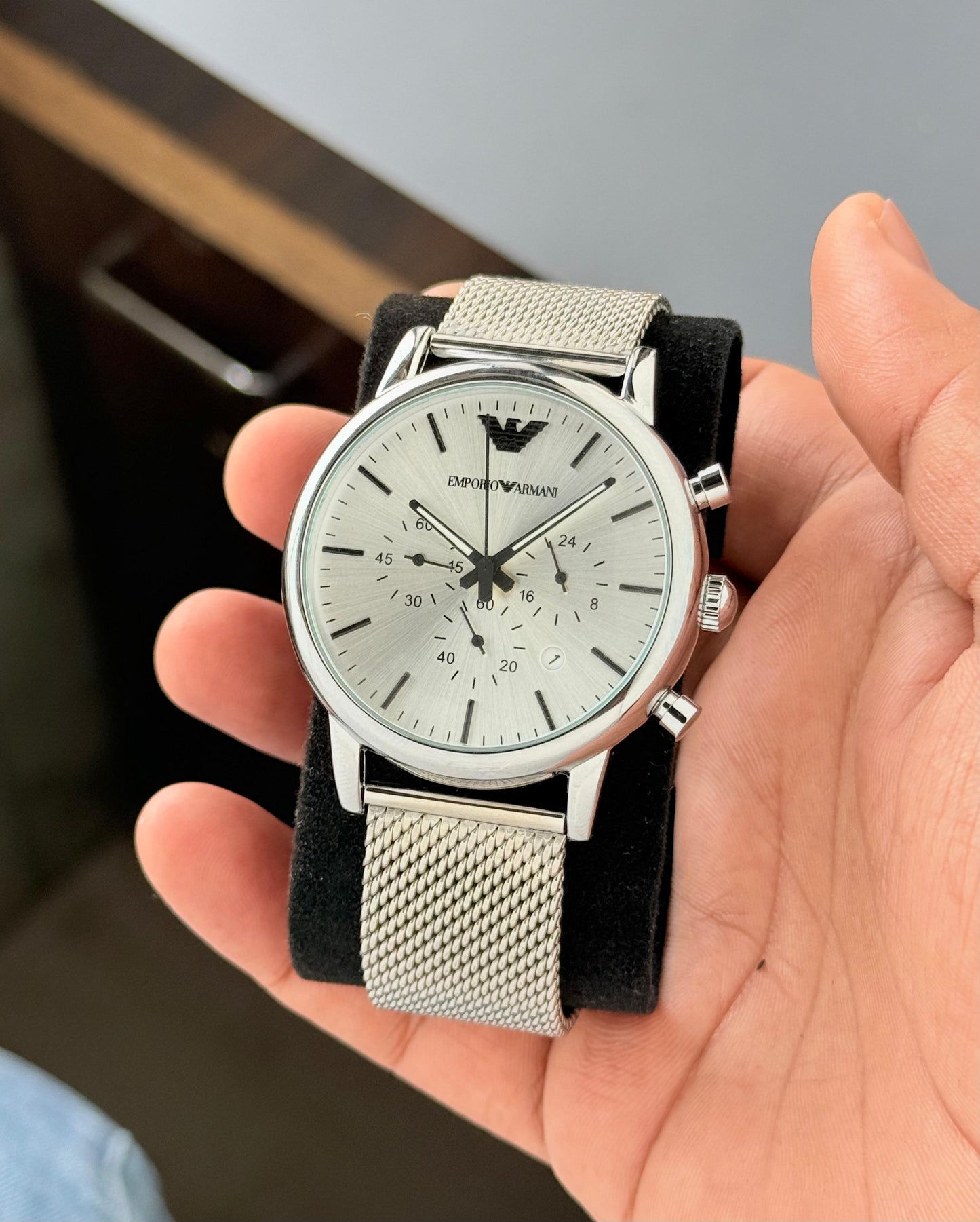 Silver White Chronograph Watch
