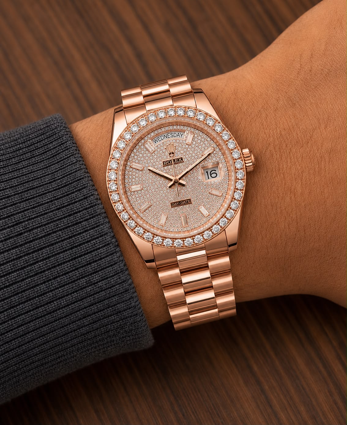 RoseGold Diamond Automatic Watch