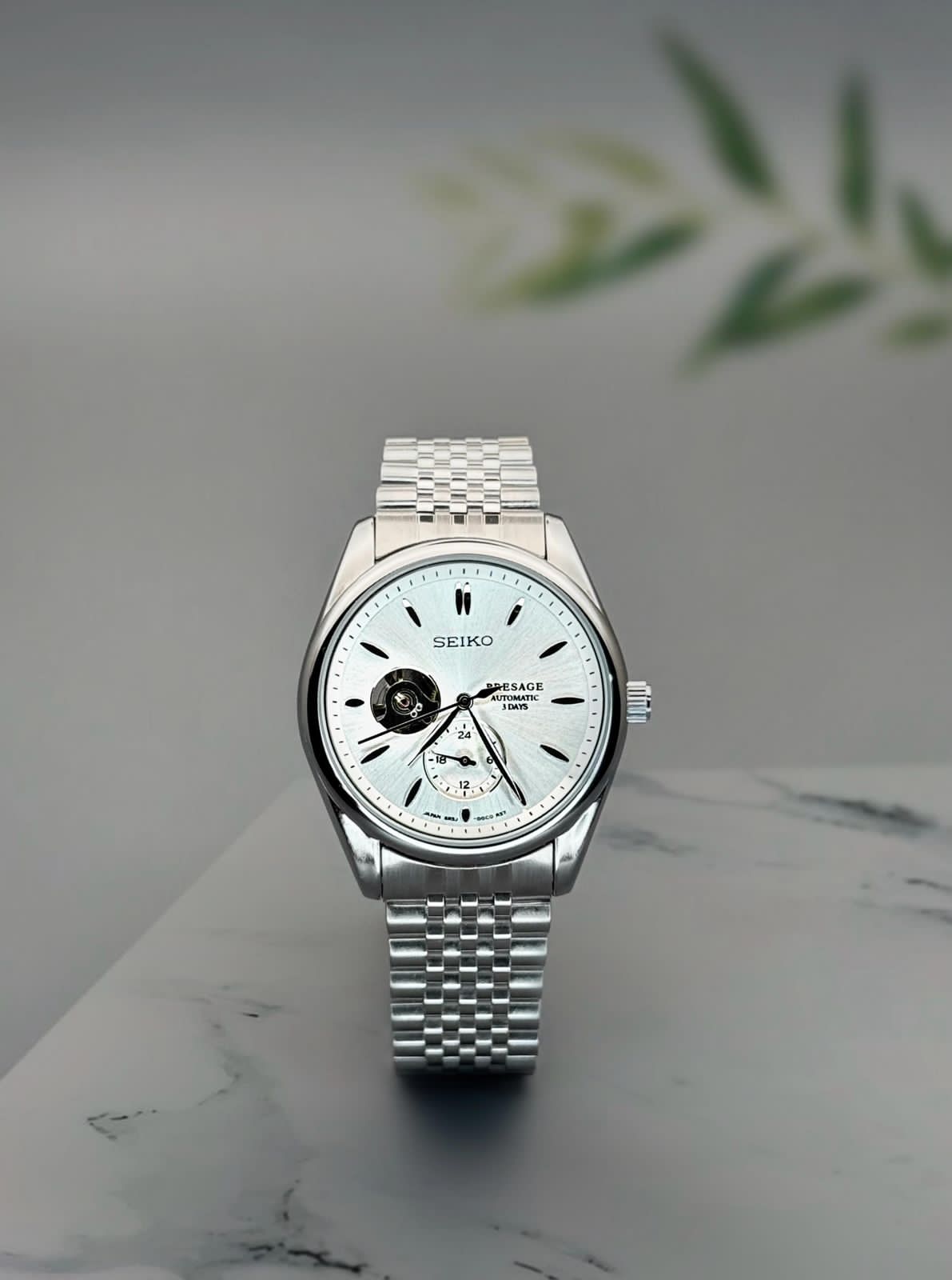 Silver White Automatic Watch