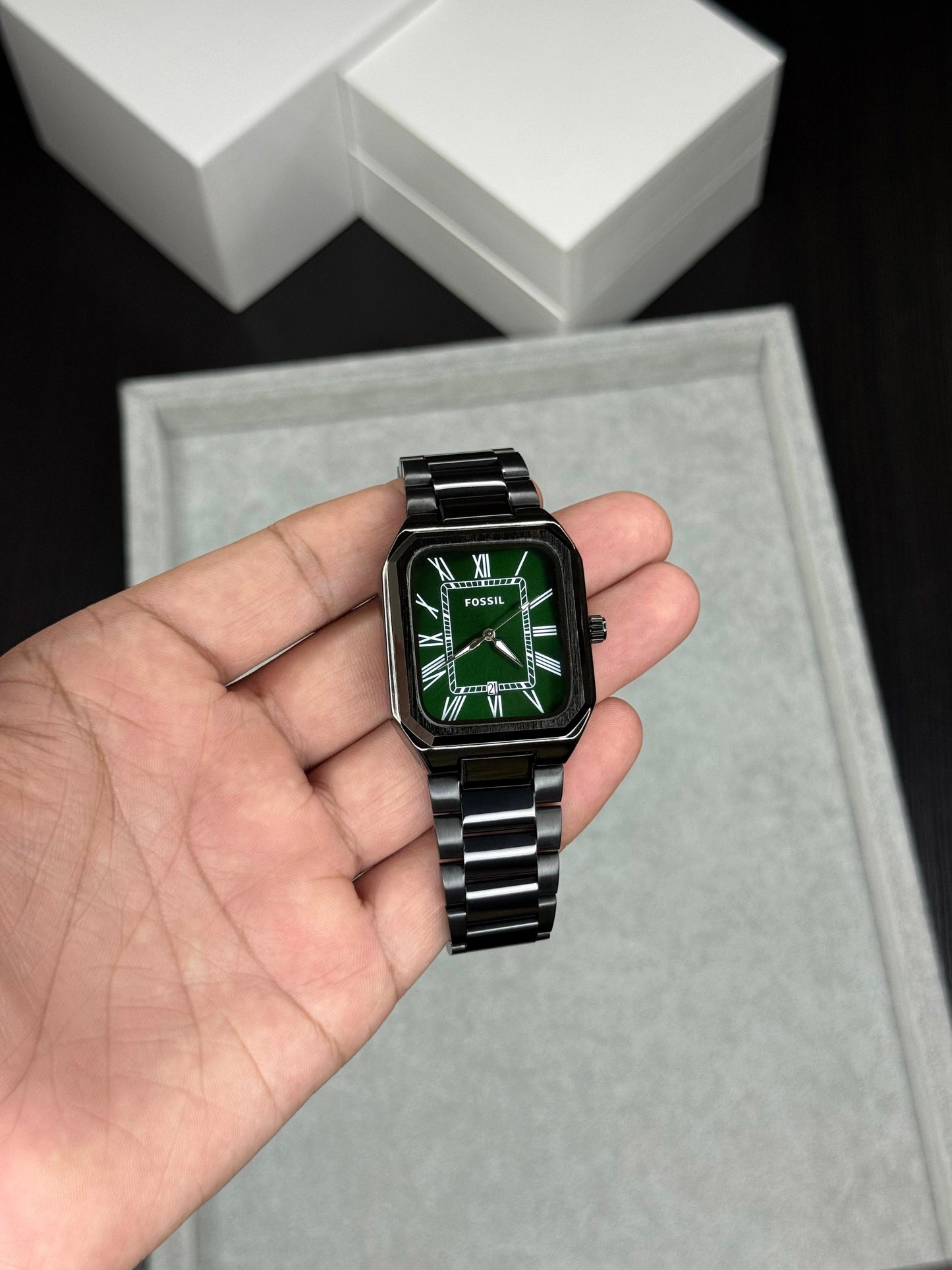 Black Green Square Watch