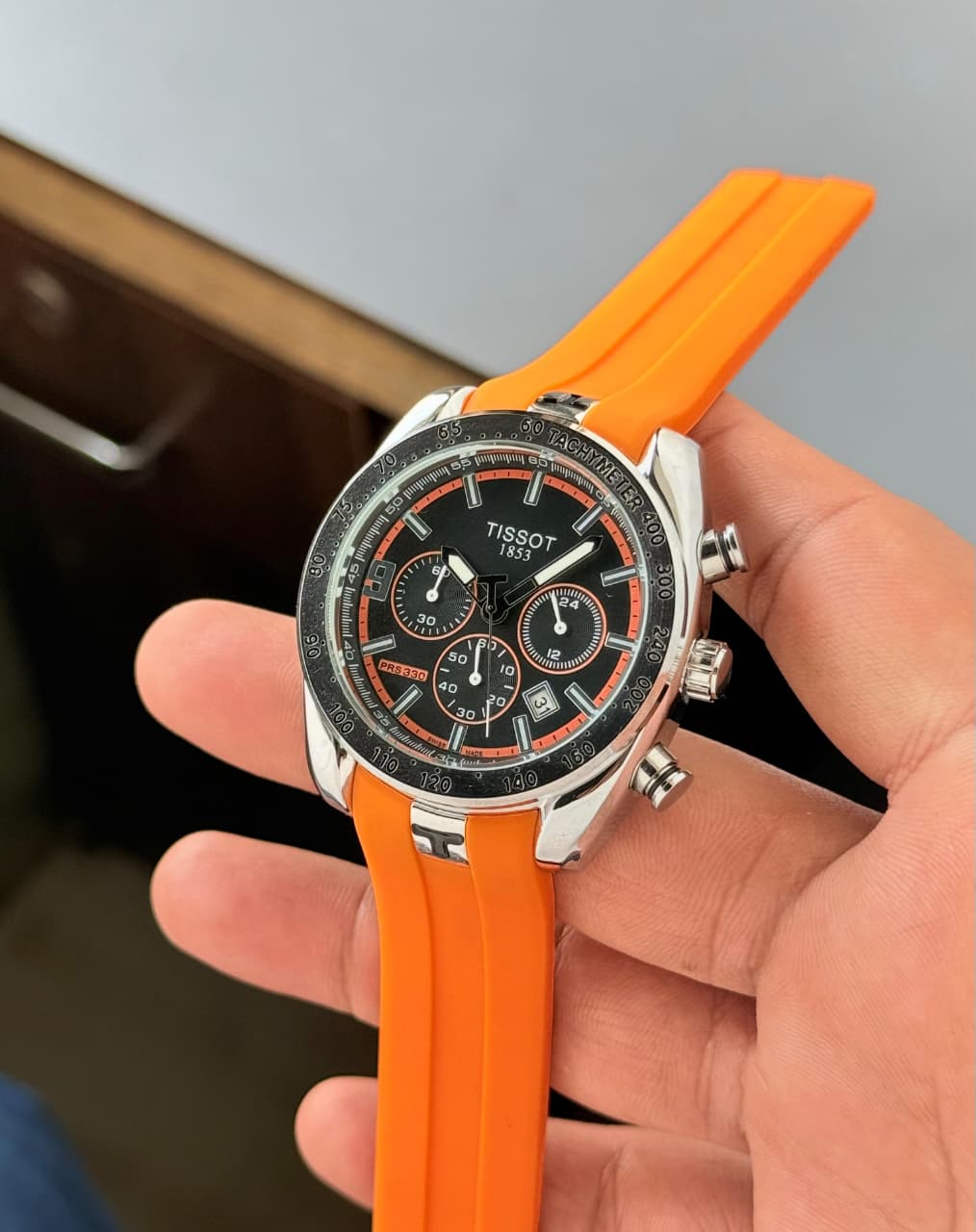 Orange Black Fibre Watch
