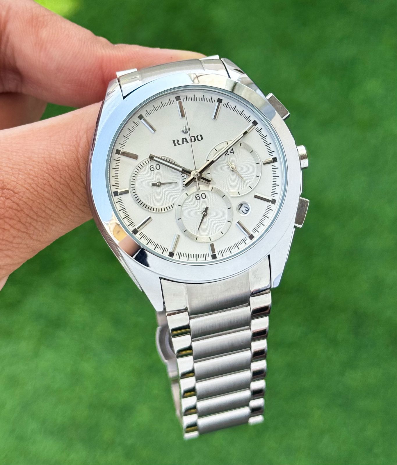 Silver White Chronograph Watch