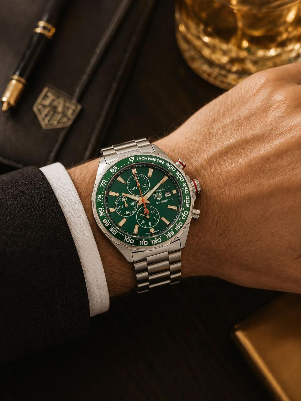 Silver Green Metal Watch