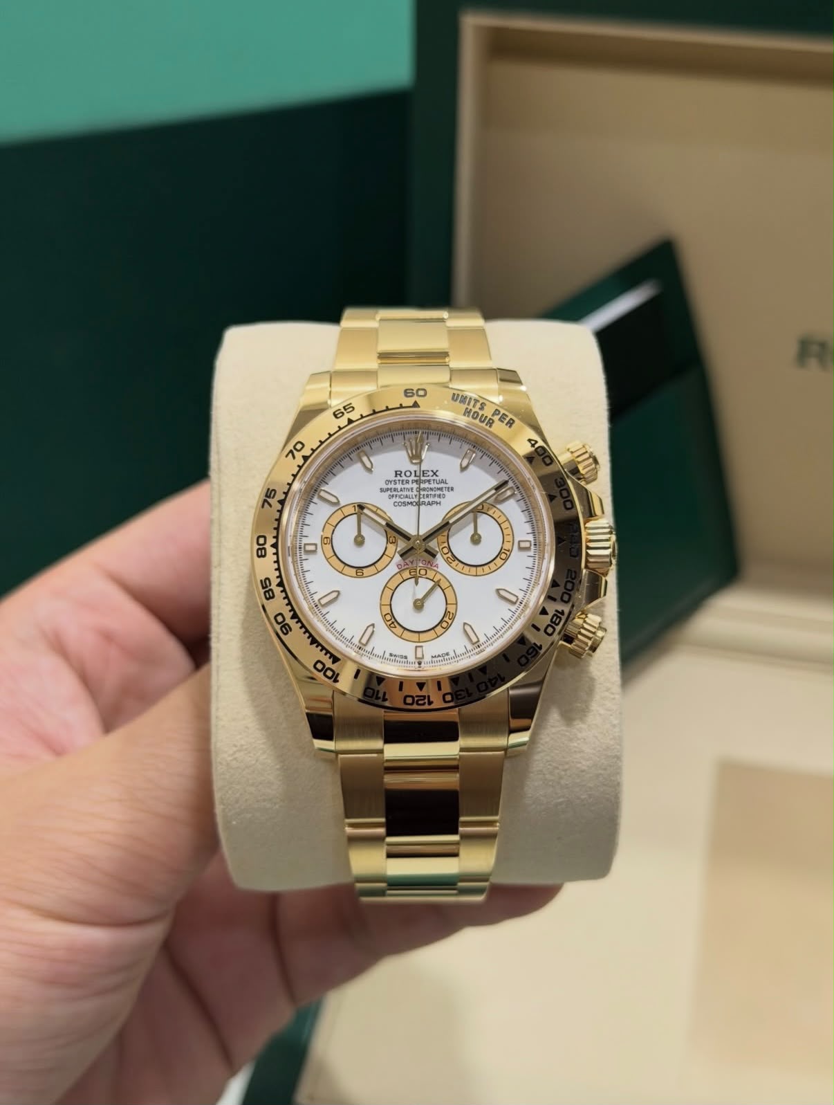Gold White Chronograph Automatic Watch