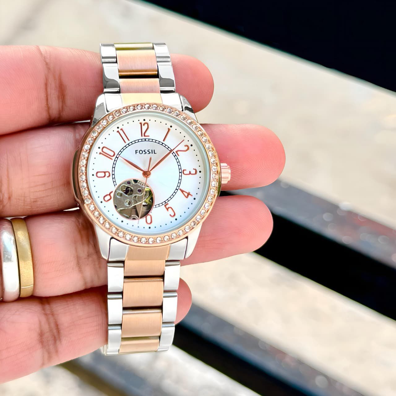 Silver Rose Gold Women's Metal Watch