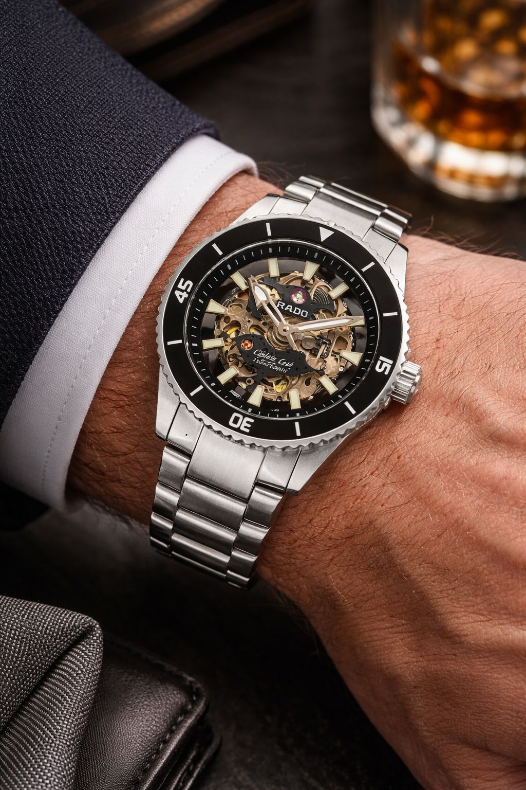 Silver Black Automatic Metal Watch
