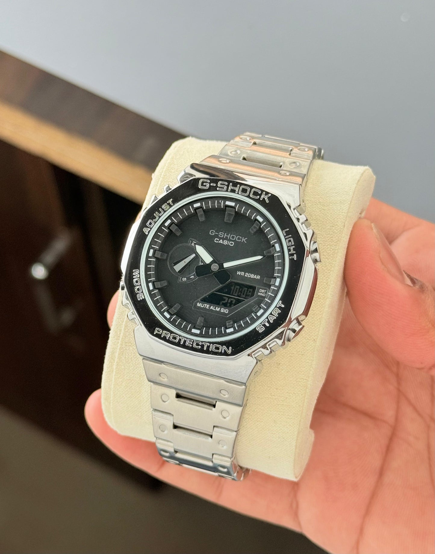 Silver Black Digital & Analog Watch