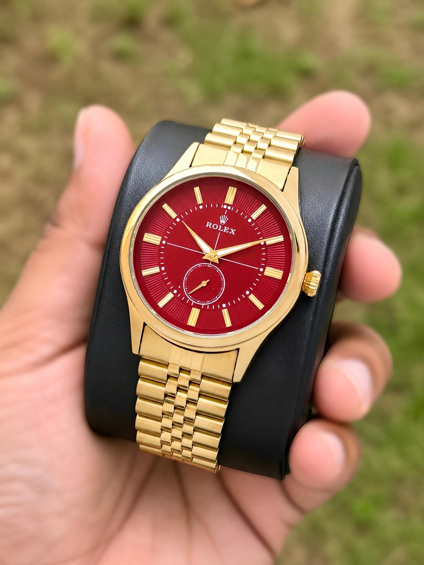 Gold Red Chronograph Watch