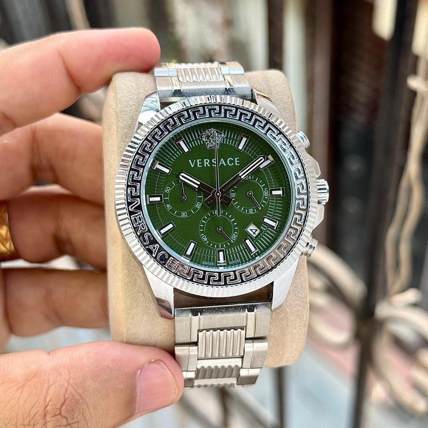 Silver Green Metal Watch