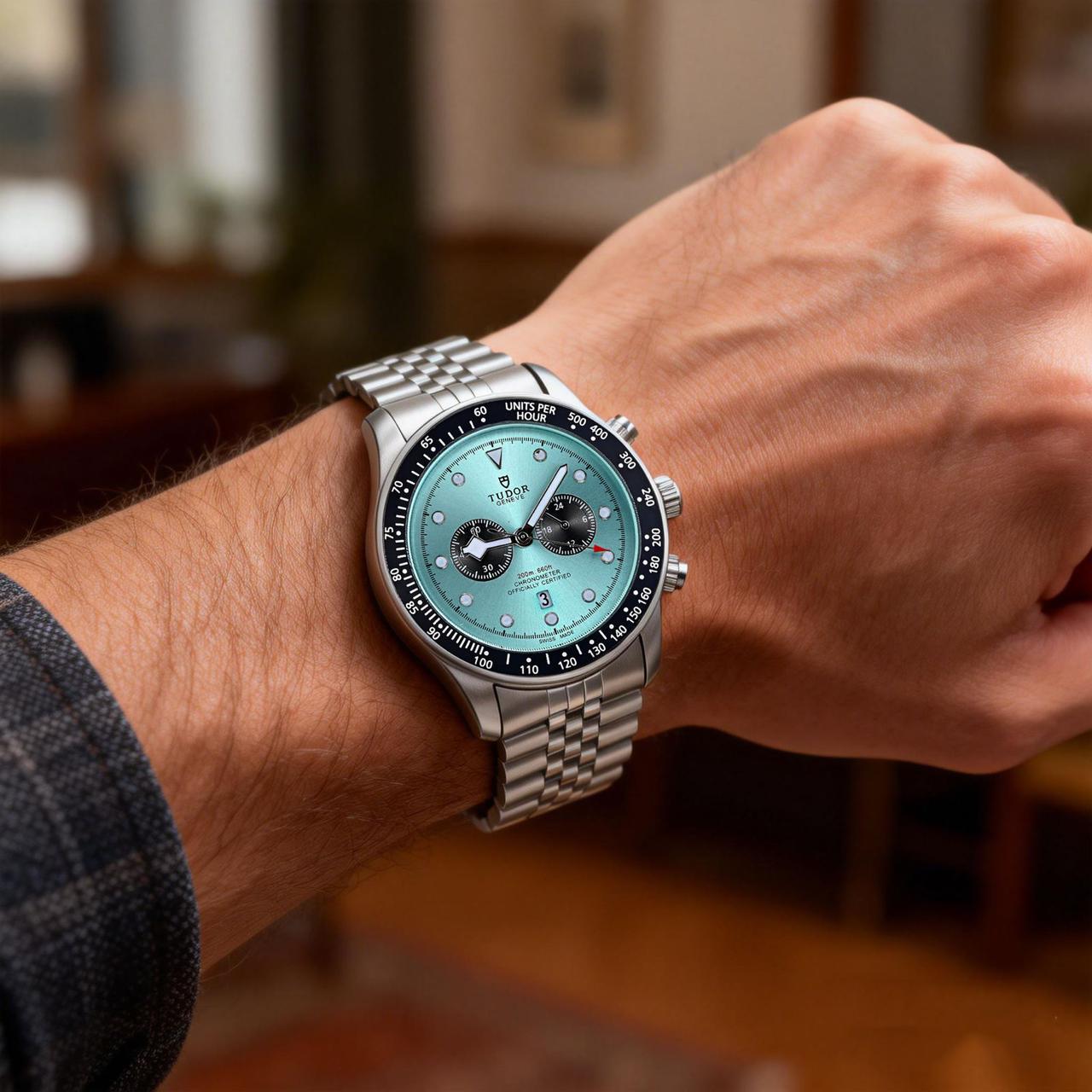 Silver Sea Blue Metal Watch