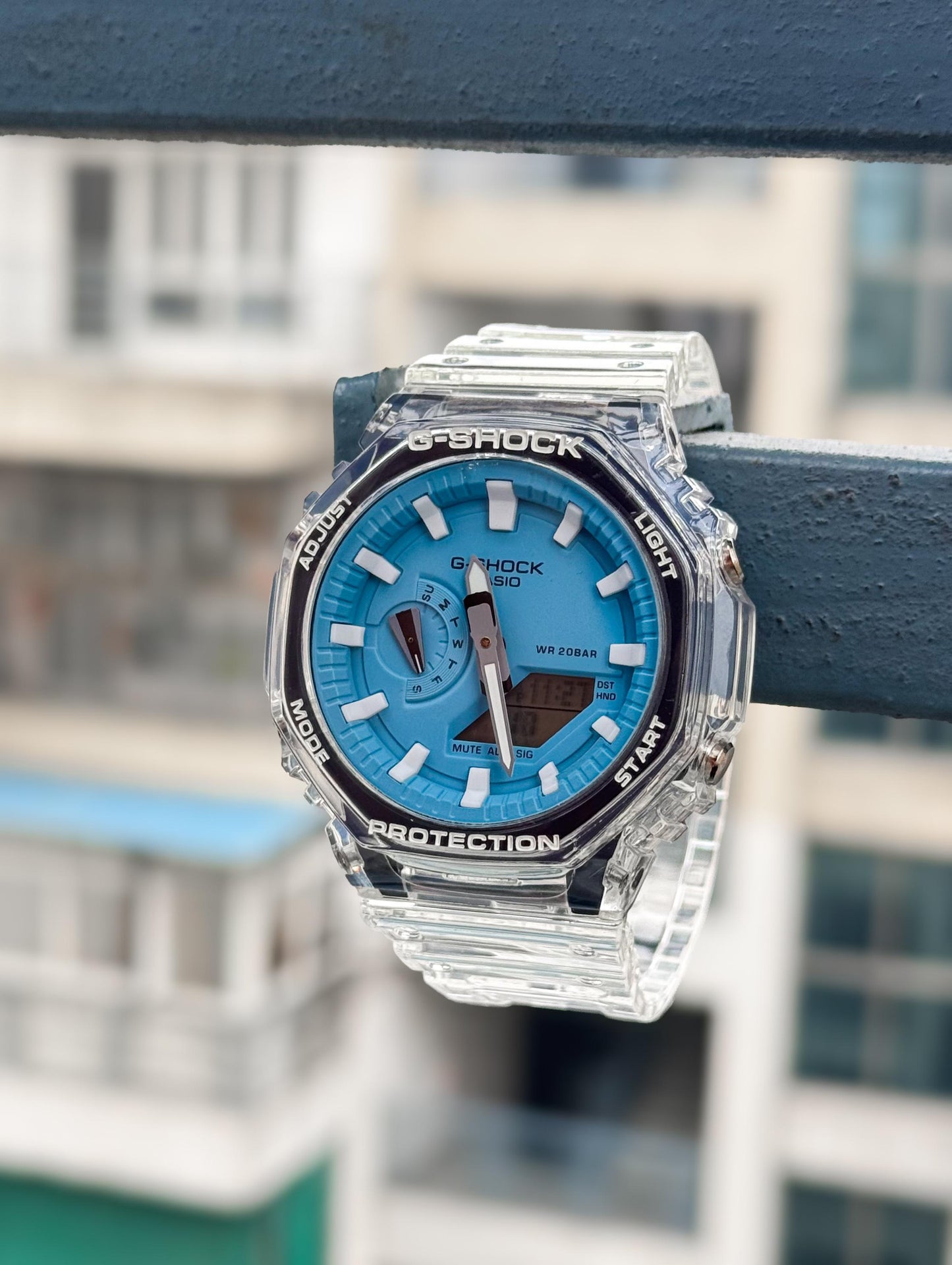 Transparent Blue Dial Digital Watch