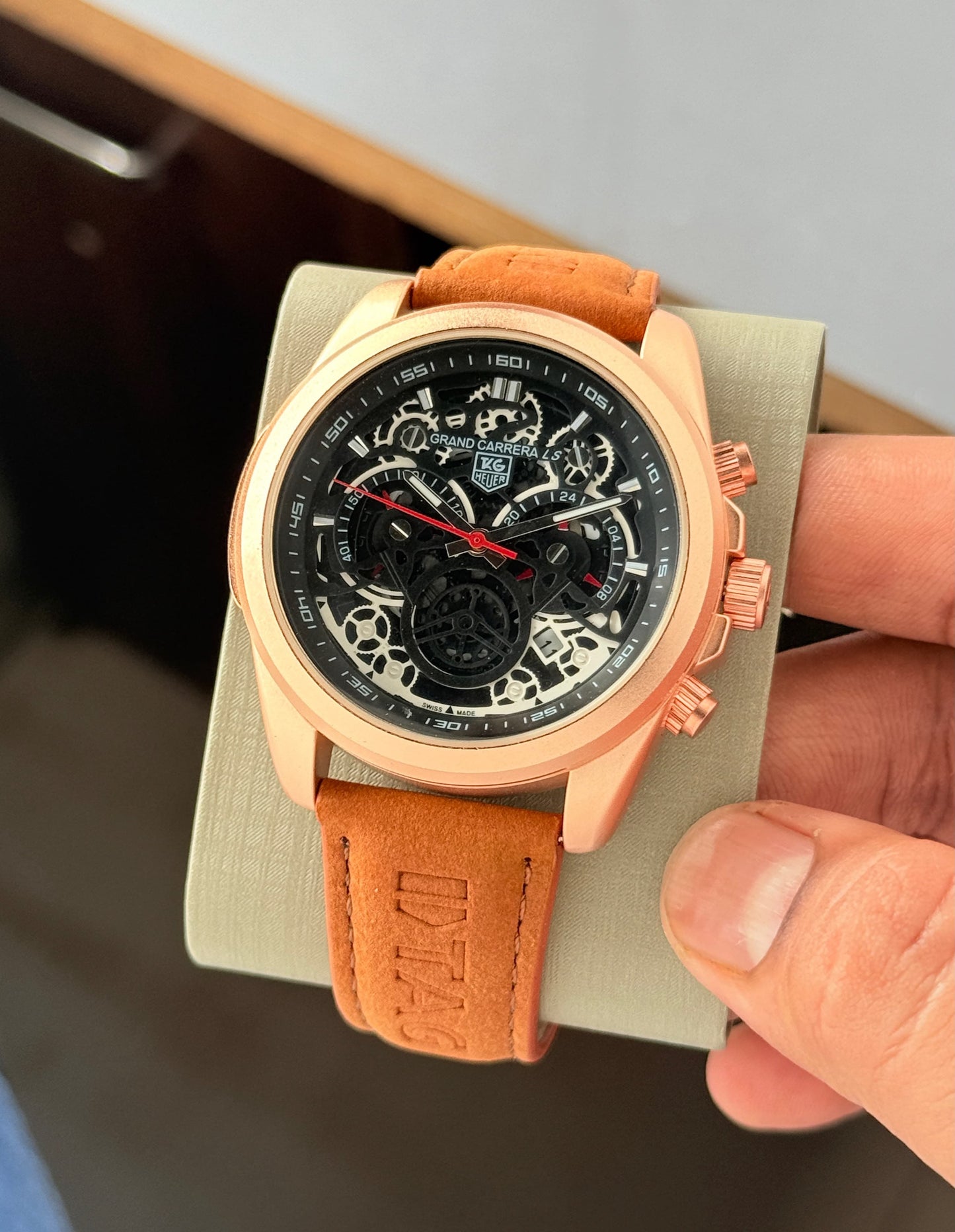 RoseGold Black Chronograph Watch