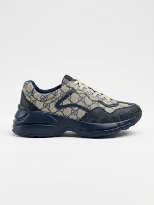 GUCCC.I RHYTHON GG GREY NAVY MONOGRAM