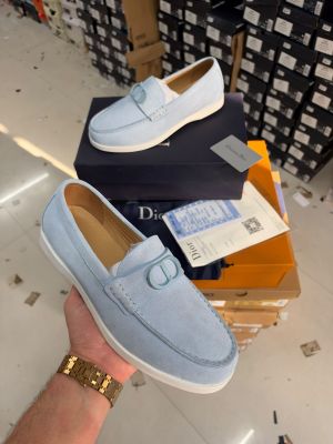 Diyor Granville Premium Loafers Light Blue Suede Surplus Quality With All Accessories 0018