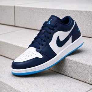 Nikkee Air Jordan 1 Low Midnight Navy University Blue 1st Leather