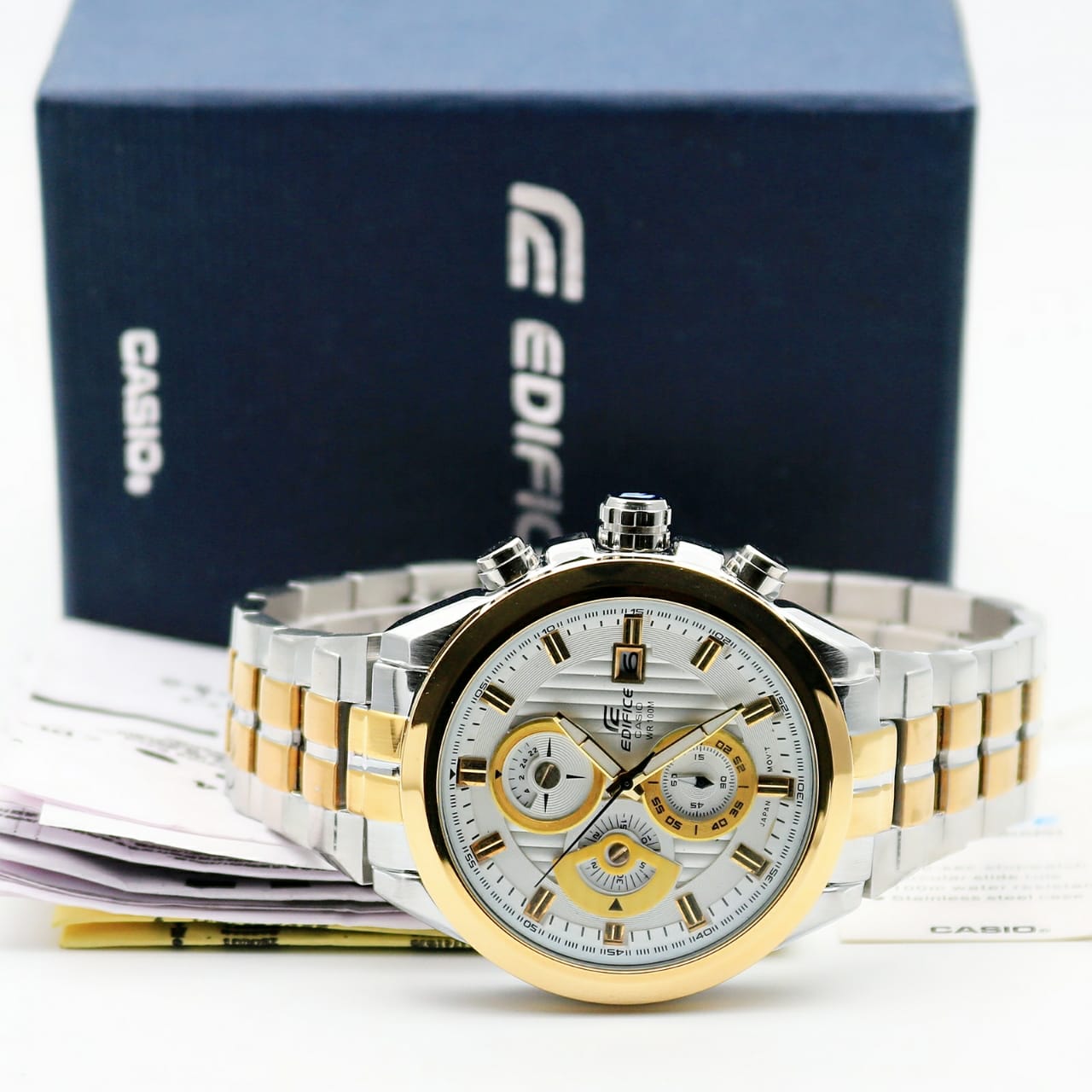 Gold Silver Chronograph Watch