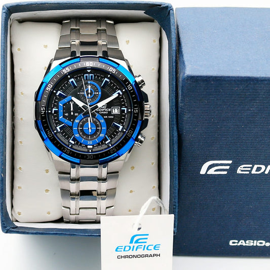 Silver Blue With Black Dial Metal Watch