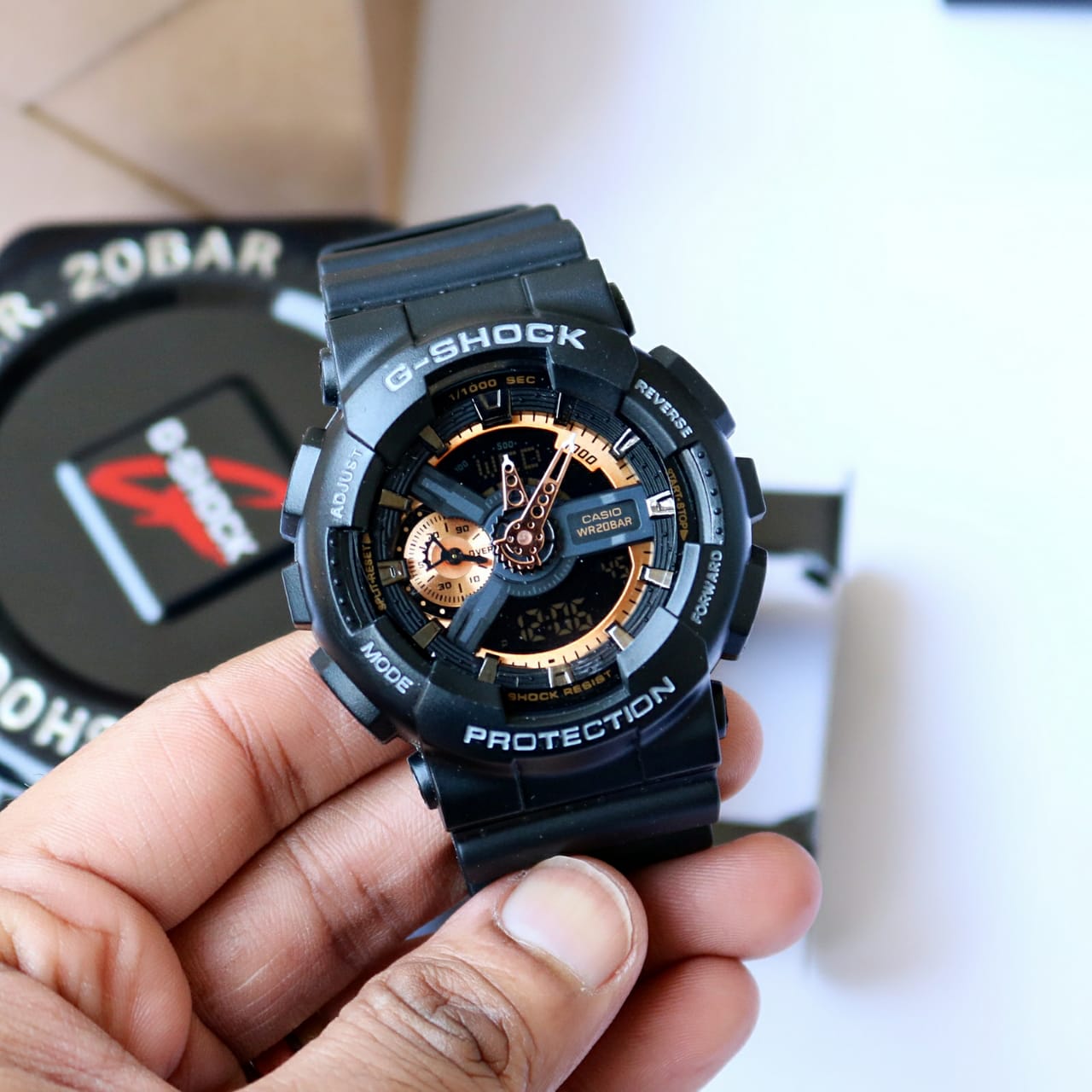 Black Rose Gold Digital & Analog Watch