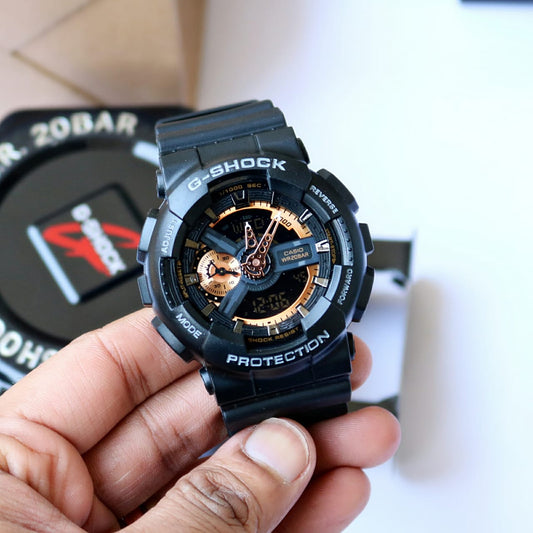 Black Rose Gold Digital & Analog Watch