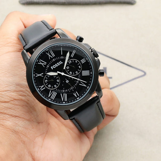 Full Black Leather Watch