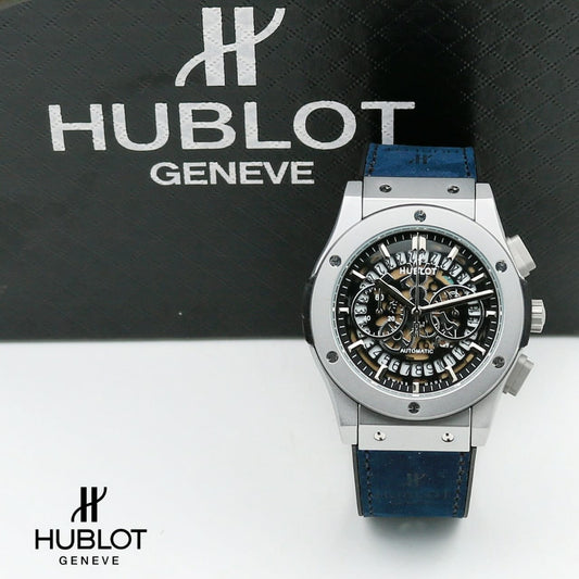 Blue Black Dial Leather Watch